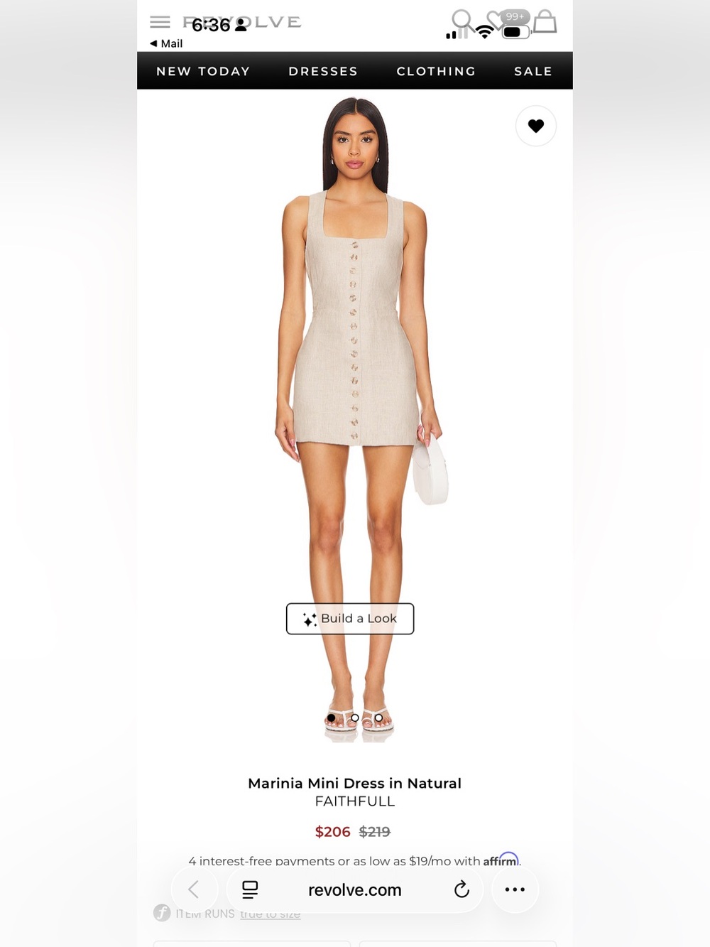 NWT FAITHFUL / revolve Marinia Mini Dress in Natural XS - see photos